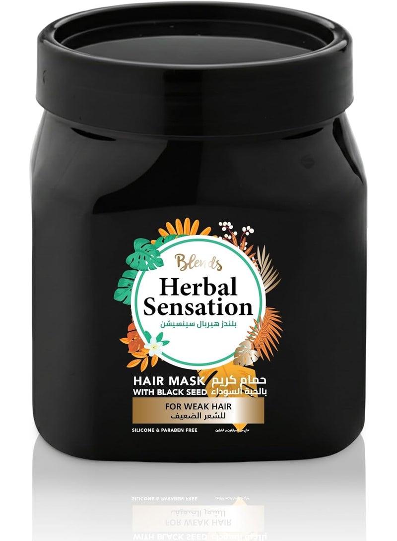 Herbal Sensation Black Seed Hair Mask for Weak Hair – Revitalizing & Strengthening Root Treatment – Silicone & Paraben Free – 600 ml